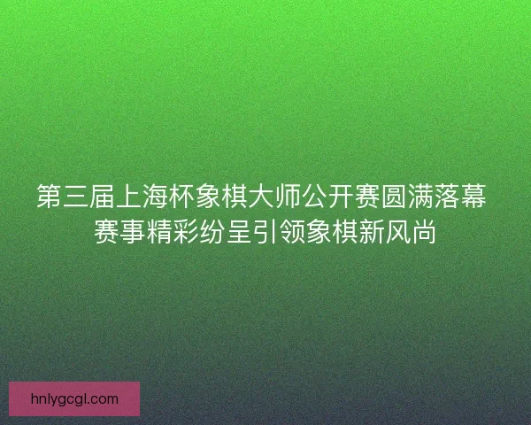 第三届上海杯象棋大师公开赛圆满落幕 赛事精彩纷呈引领象棋新风尚