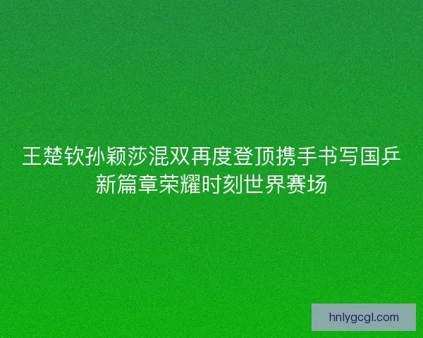 王楚钦孙颖莎混双再度登顶携手书写国乒新篇章荣耀时刻世界赛场