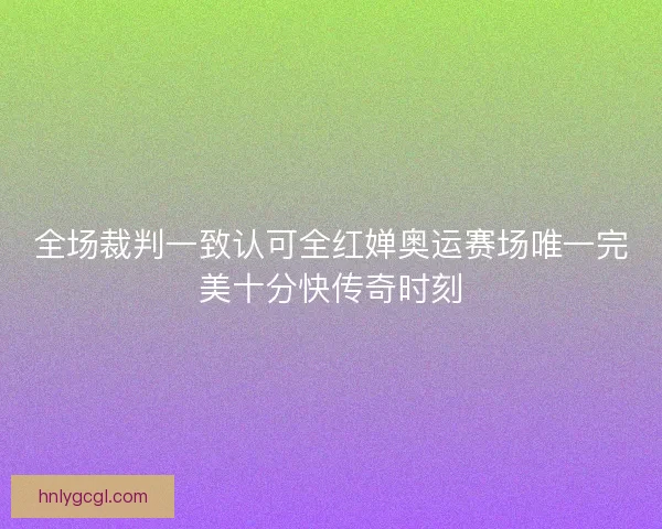 全场裁判一致认可全红婵奥运赛场唯一完美十分快传奇时刻